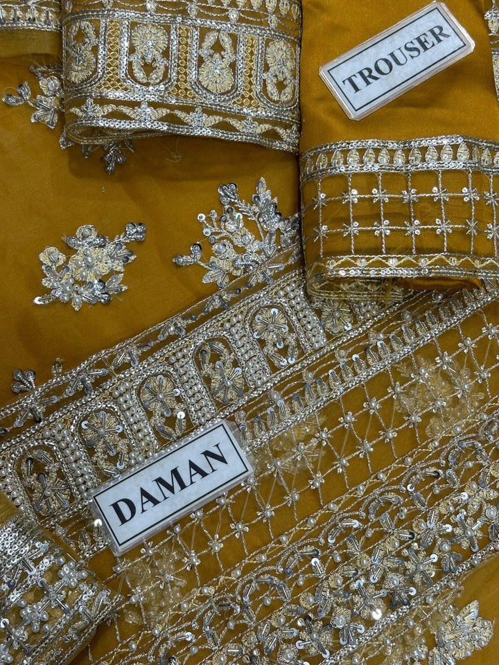 Hussain Rehar Organza Suit-Replica Suits-Replica Zone