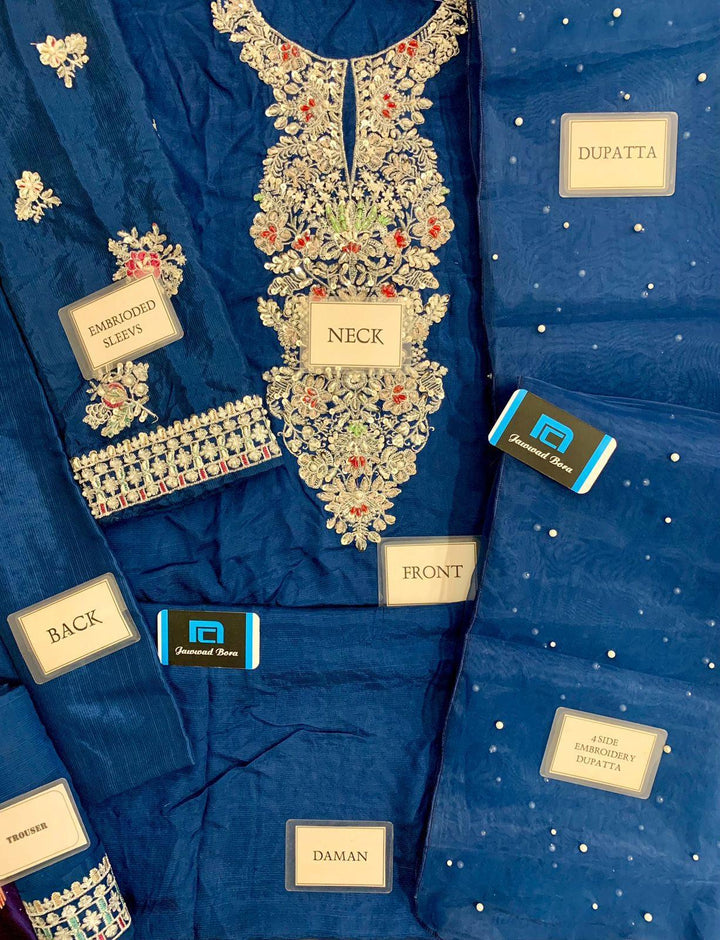 Hussain Rehar Silk Suit-Replica Suits-Replica Zone