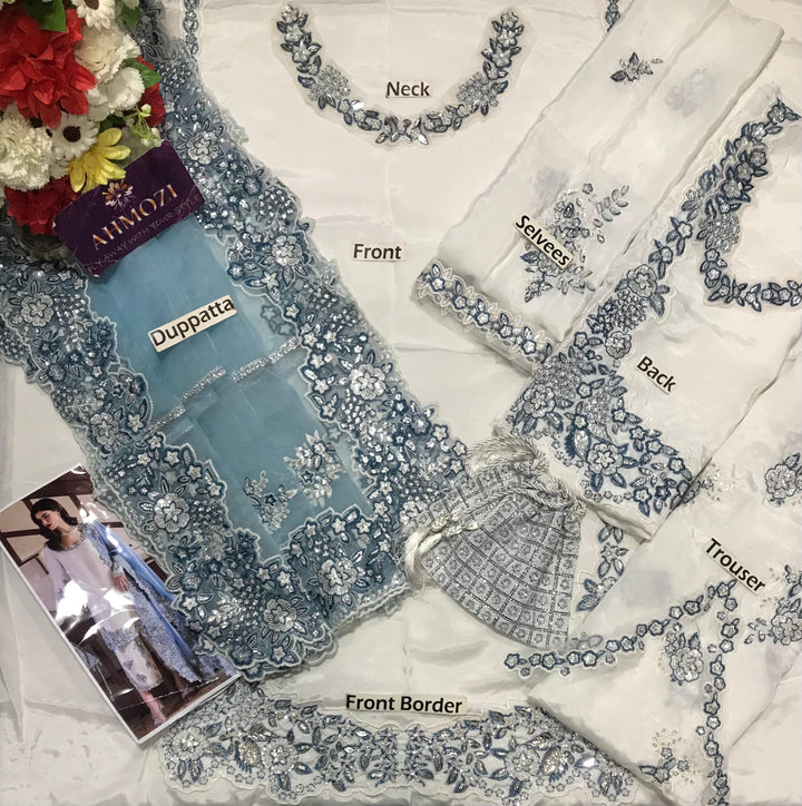 Hussain Rehar Silk Suit-Replica Suits-Replica Zone