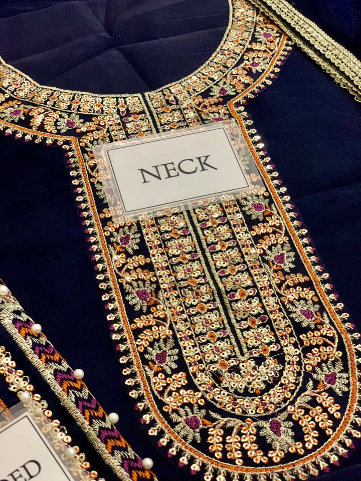 Hussain Rehar Silk Suit-Replica Suits-Replica Zone