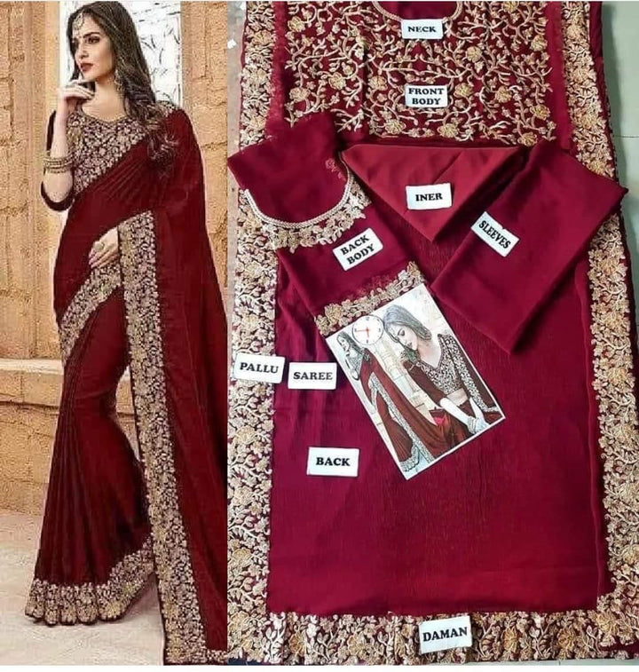 Indian Chiffon Saree-Bridal Suits-Replica Zone