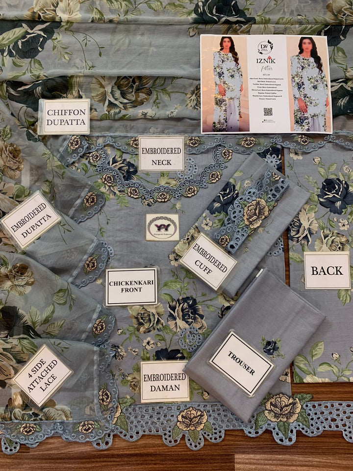 Iznik Lawn Suit-Lawn Suits-Replica Zone