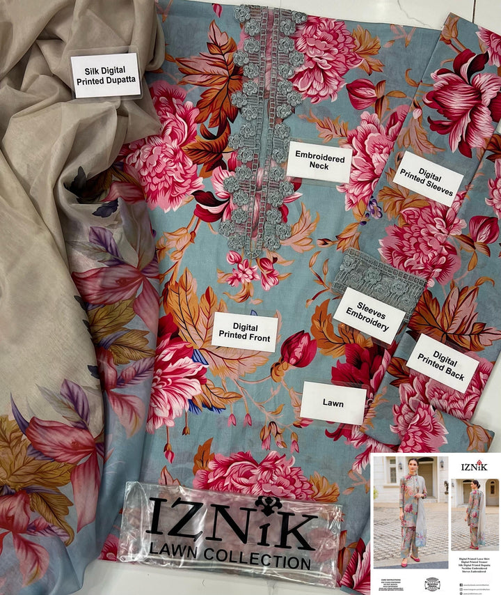 Iznik Lawn Suit-Lawn Suits-Replica Zone