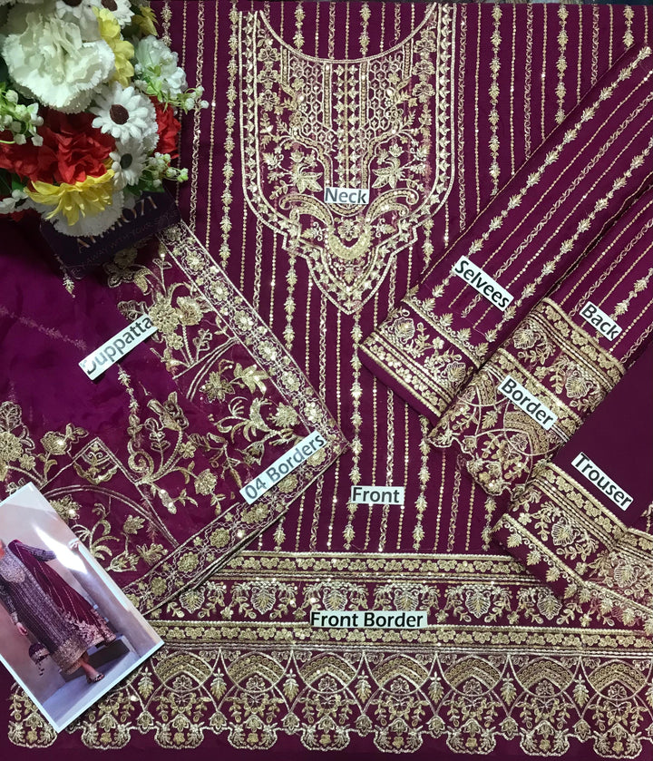 Kanwal Malik Chiffon Suit-Replica Suits-Replica Zone