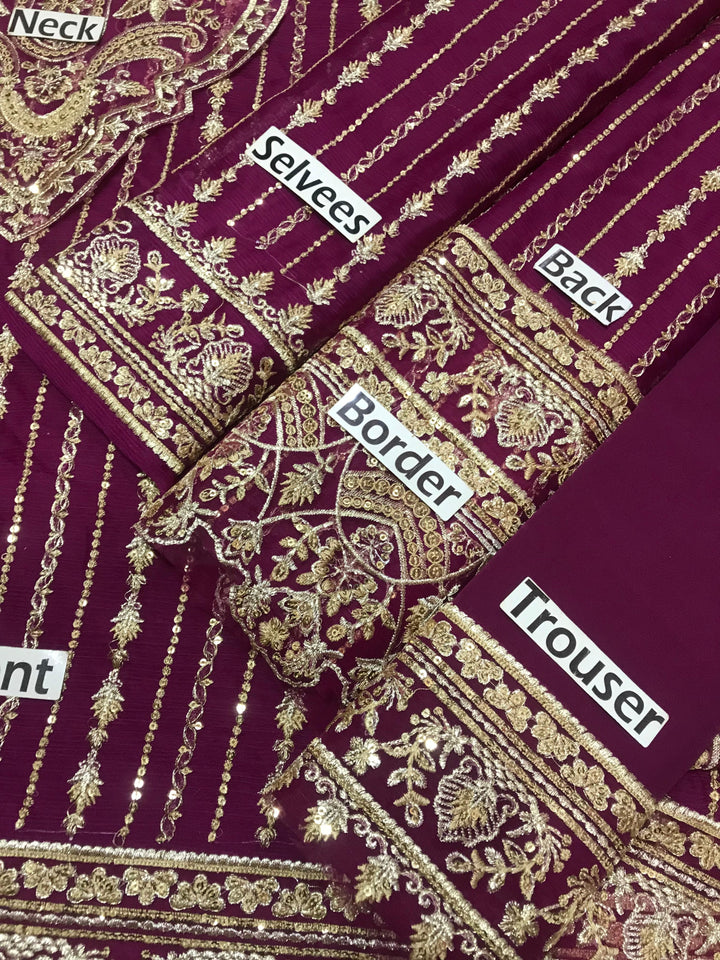 Kanwal Malik Chiffon Suit-Replica Suits-Replica Zone