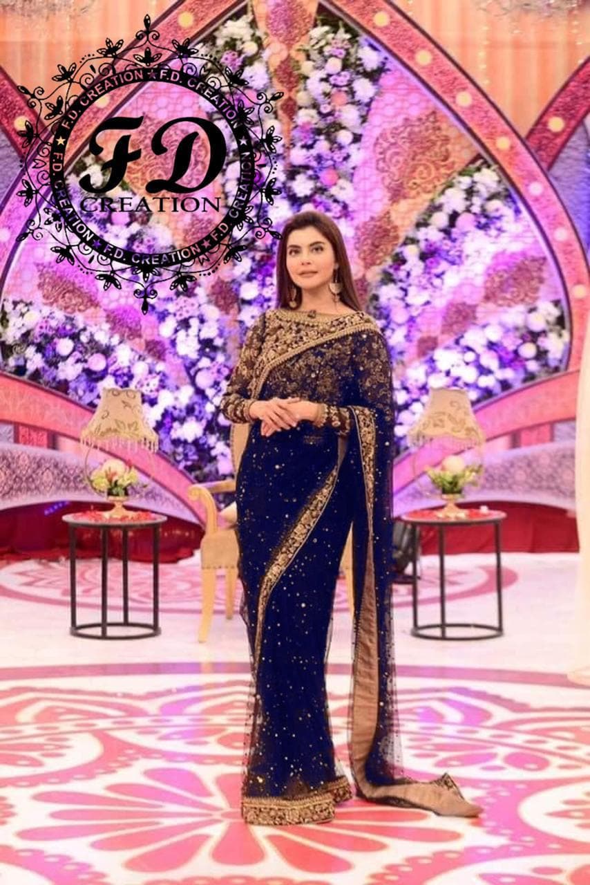 Embroidered Net Saaree-Bridal Suits-Replica Zone