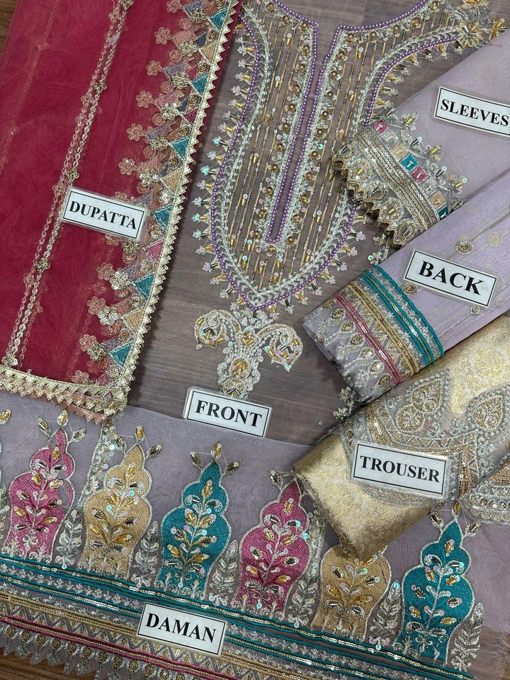 Khuda Buksh Organza Suit-Replica Suits-Replica Zone