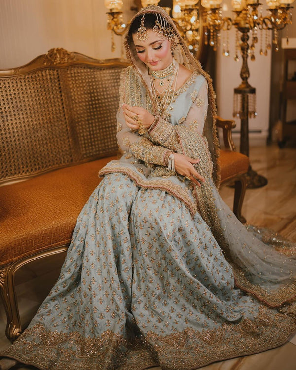 Maha Wajahat Chiffon Gharara-Bridal Suits-Replica Zone