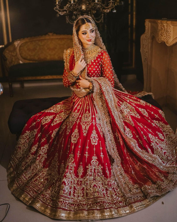 Maha Wajahat Chiffon Maxi-Bridal Suits-Replica Zone