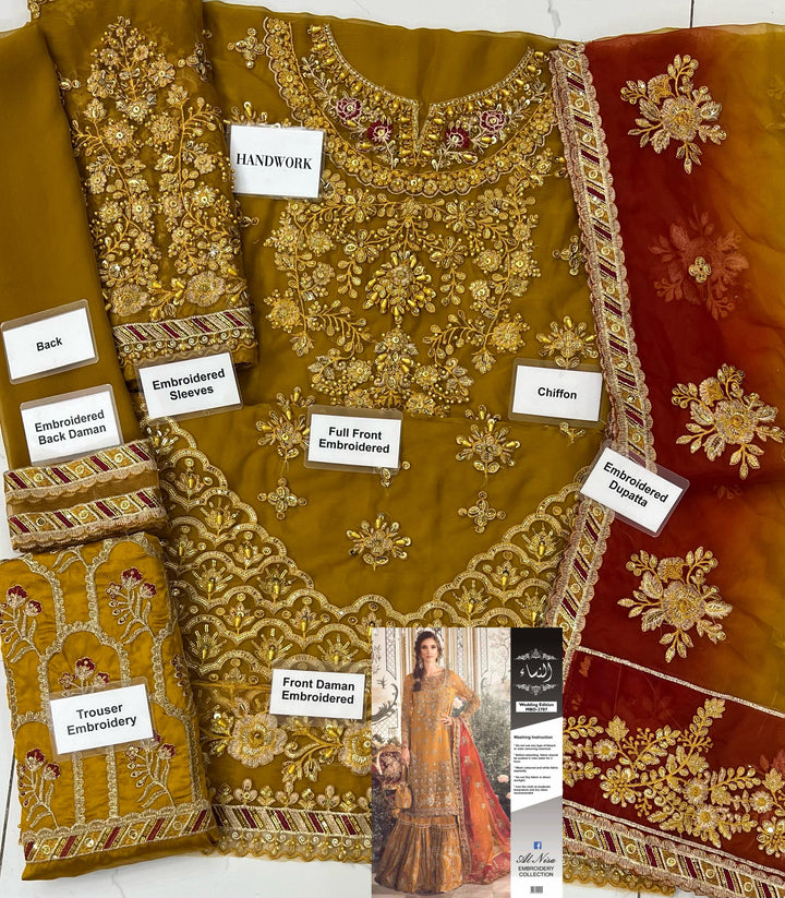 Maria B Chiffon Bridal Suit-Bridal Suits-Replica Zone