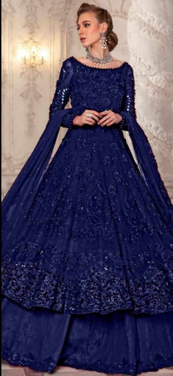 Maria B Chiffon Maxi-Bridal Suits-Replica Zone