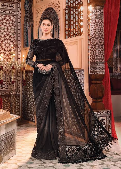 Maria B Chiffon Saree-Bridal Suits-Replica Zone