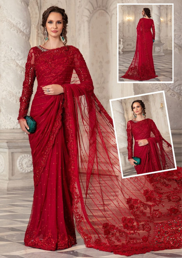 Maria B Chiffon Saree-Bridal Suits-Replica Zone
