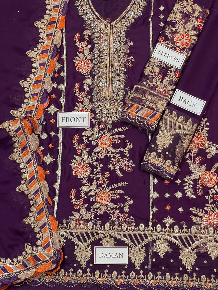 Maria B Chiffon Suit-Replica Suits-Replica Zone
