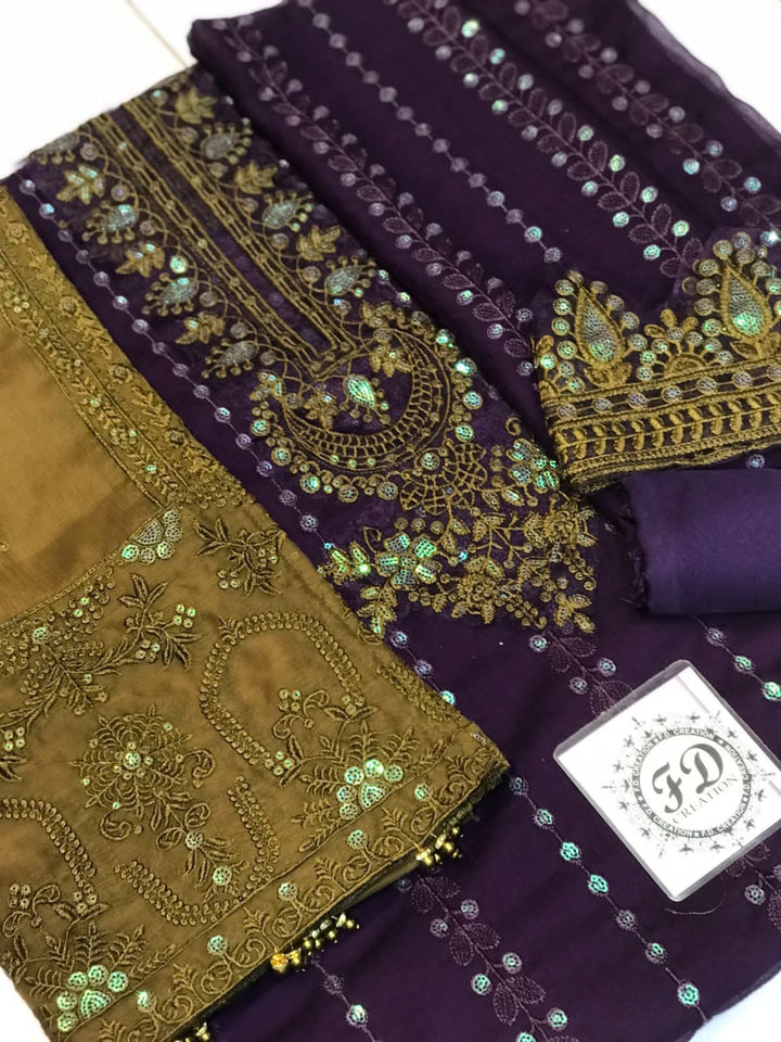 Maria B Chiffon Suit-Replica Suits-Replica Zone