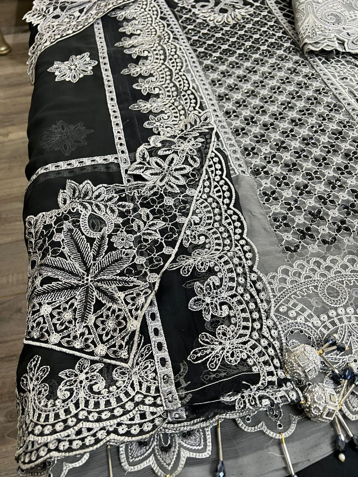 Maria B Chiffon Suit-Replica Suits-Replica Zone