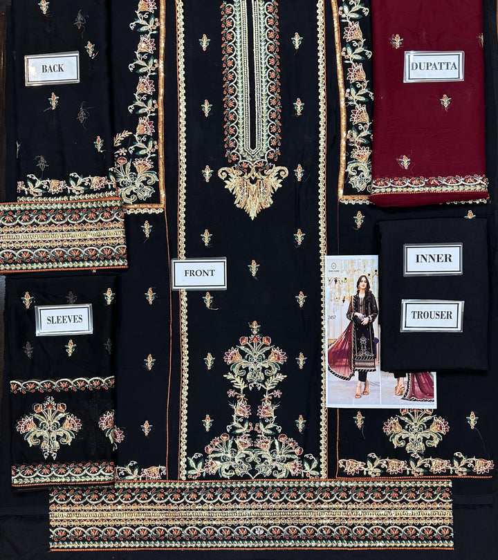 Maria B Chiffon Suit-Replica Suits-Replica Zone