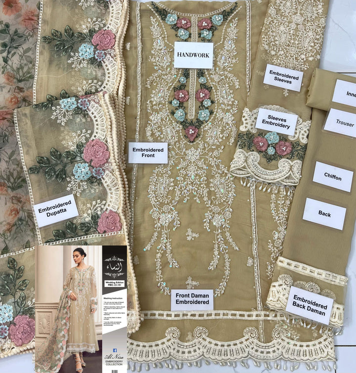 Maria B Chiffon Suit-Replica Suits-Replica Zone