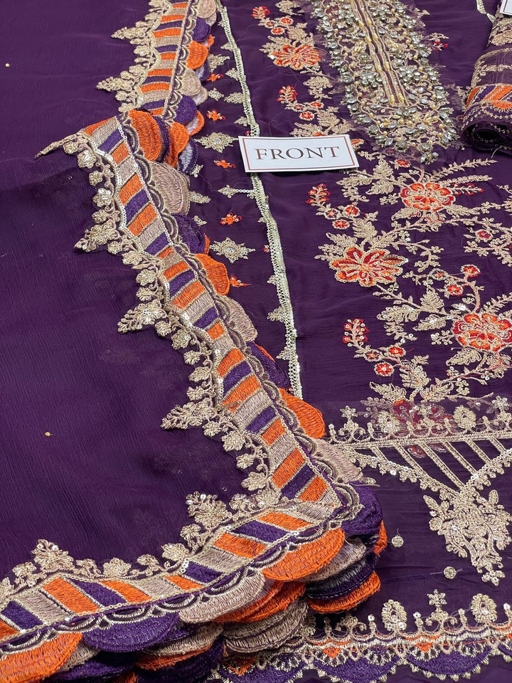 Maria B Chiffon Suit-Replica Suits-Replica Zone