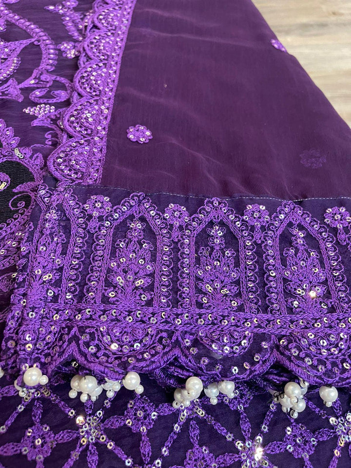 Maria B Chiffon Suit-Replica Suits-Replica Zone