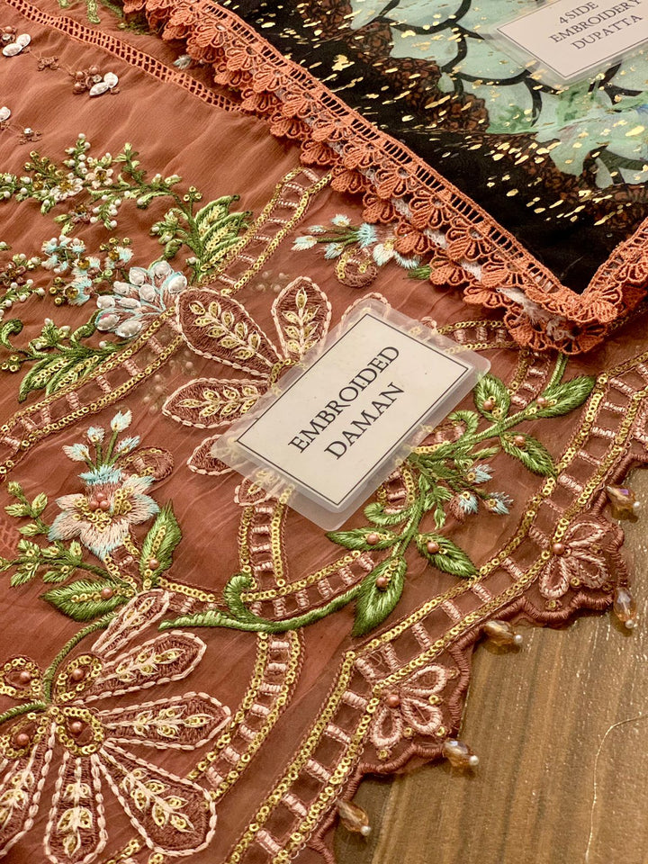 Maria B Chiffon Suit-Replica Suits-Replica Zone