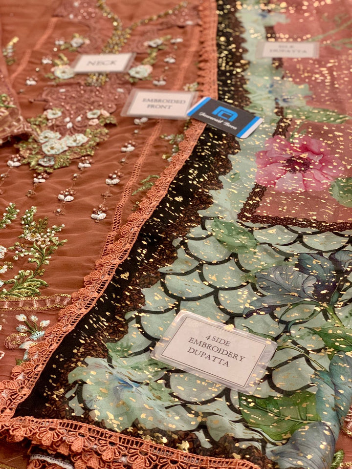 Maria B Chiffon Suit-Replica Suits-Replica Zone