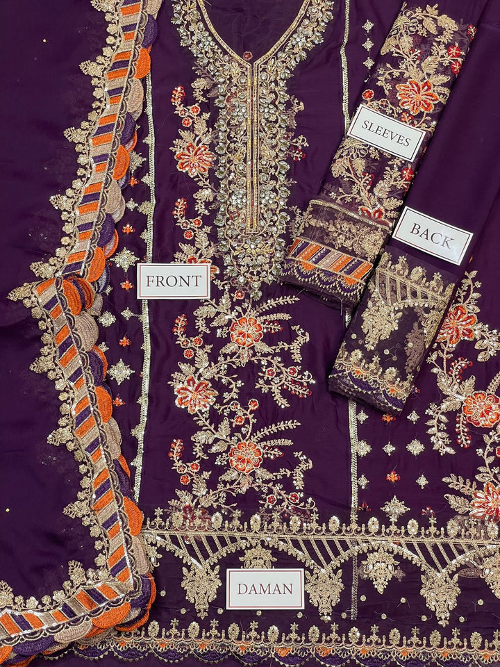 Maria B Chiffon Suit-Replica Suits-Replica Zone