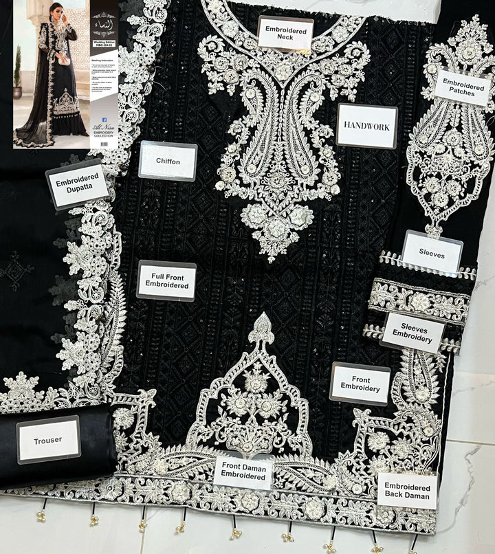 Maria B Chiffon Suit-Replica Suits-Replica Zone