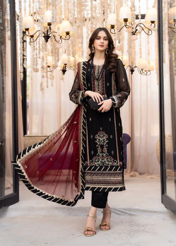 Maria B Chiffon Suit-Replica Suits-Replica Zone
