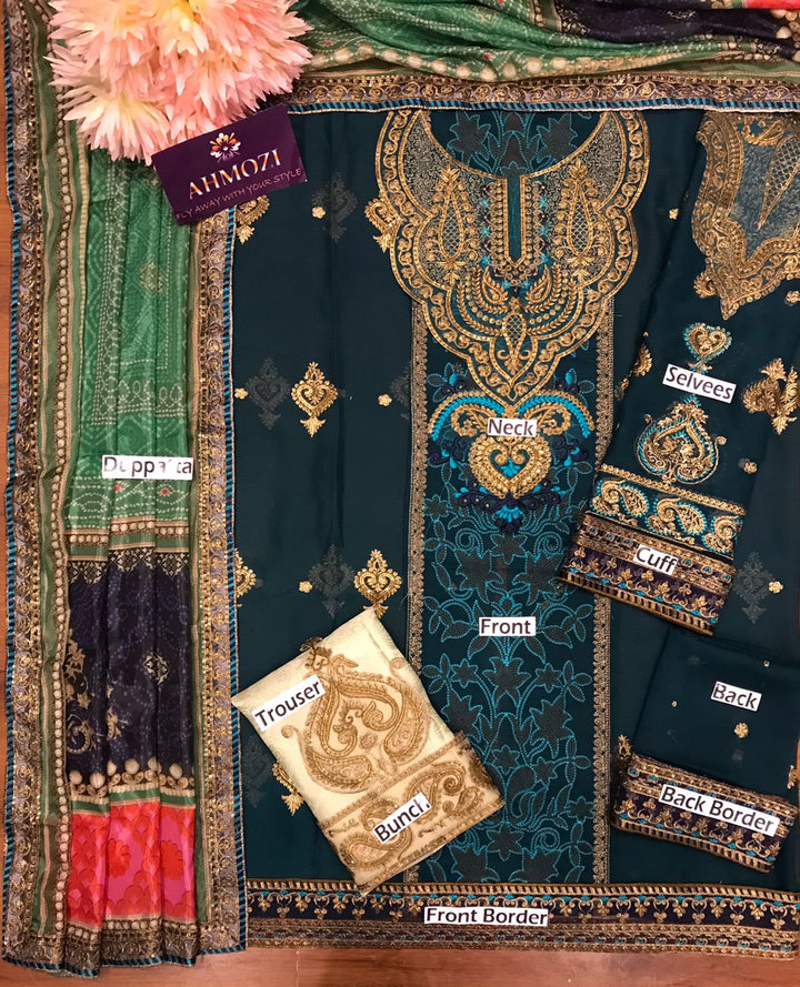 Maria B Chiffon Suit-Replica Suits-Replica Zone