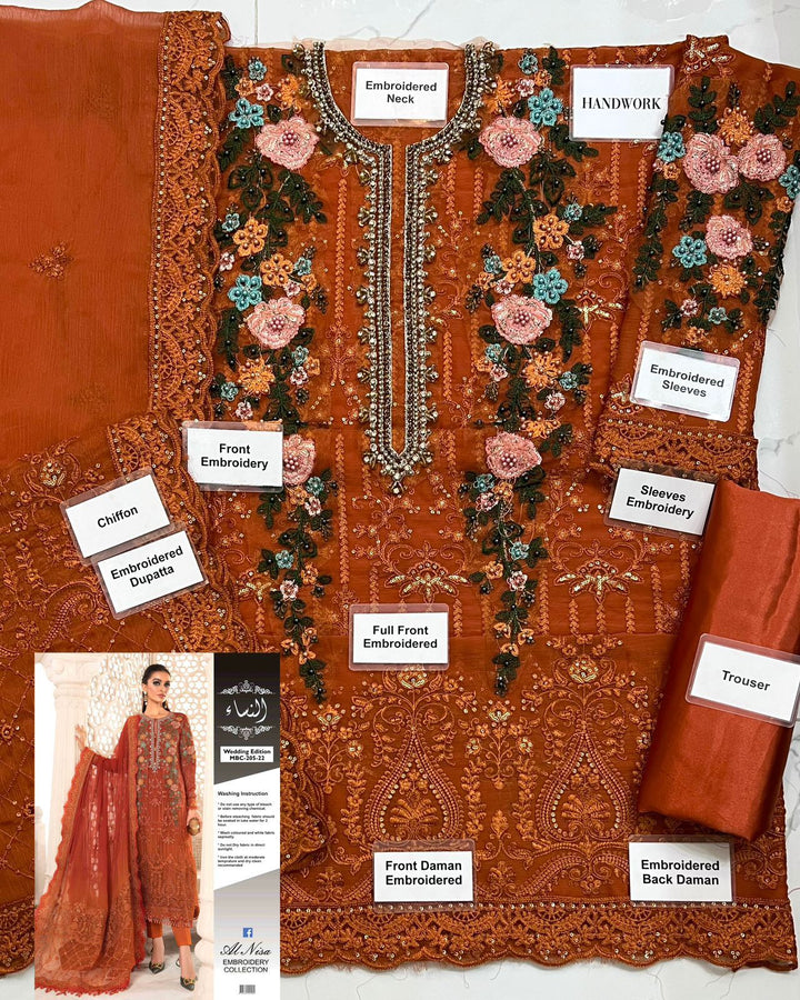 Maria B Chiffon Suit-Replica Suits-Replica Zone
