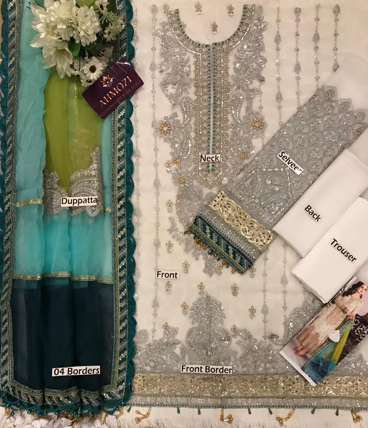 Maria B Chiffon Suit-Replica Suits-Replica Zone