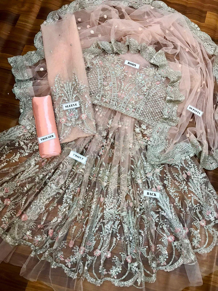 Maria B Net Frock-Bridal Suits-Replica Zone