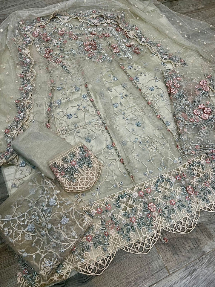 Maria B Net Frock-Bridal Suits-Replica Zone