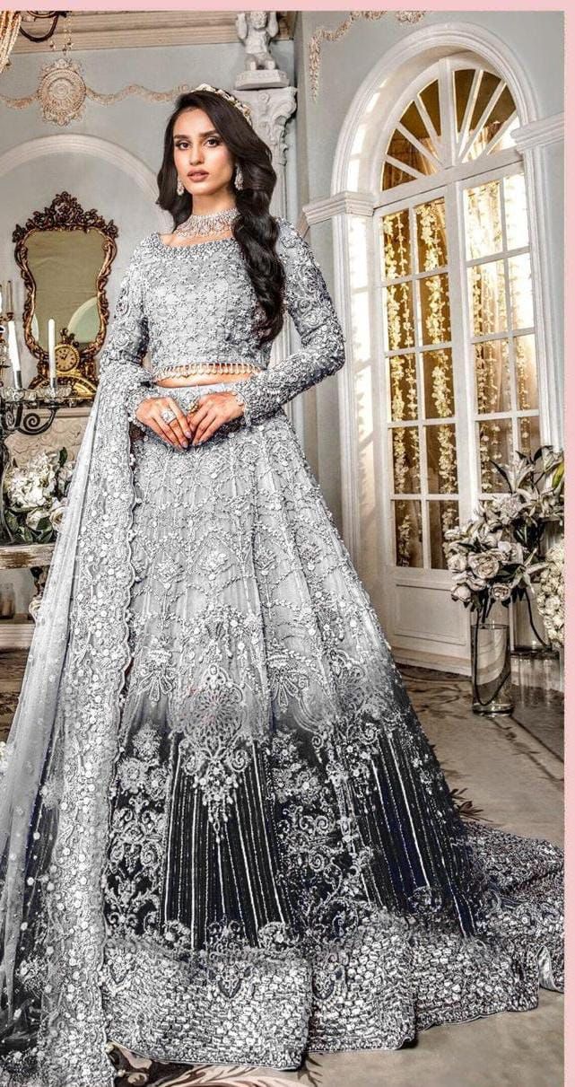 Maria B Net Maxi-Bridal Suits-Replica Zone