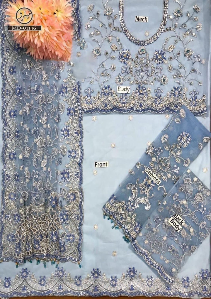 Maria B Net Saree-Bridal Suits-Replica Zone