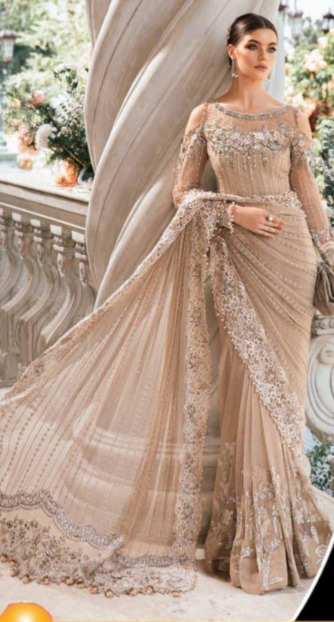 Maria B Net Saree-Bridal Suits-Replica Zone
