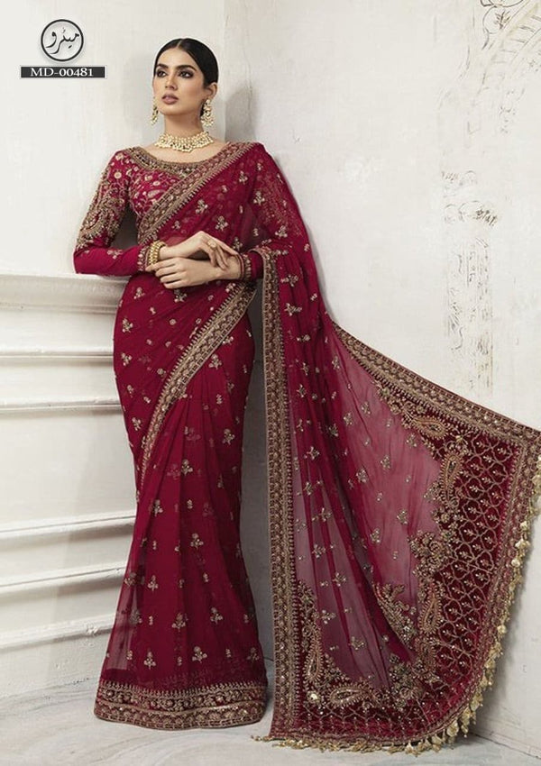 Maria B Net Saree-Bridal Suits-Replica Zone