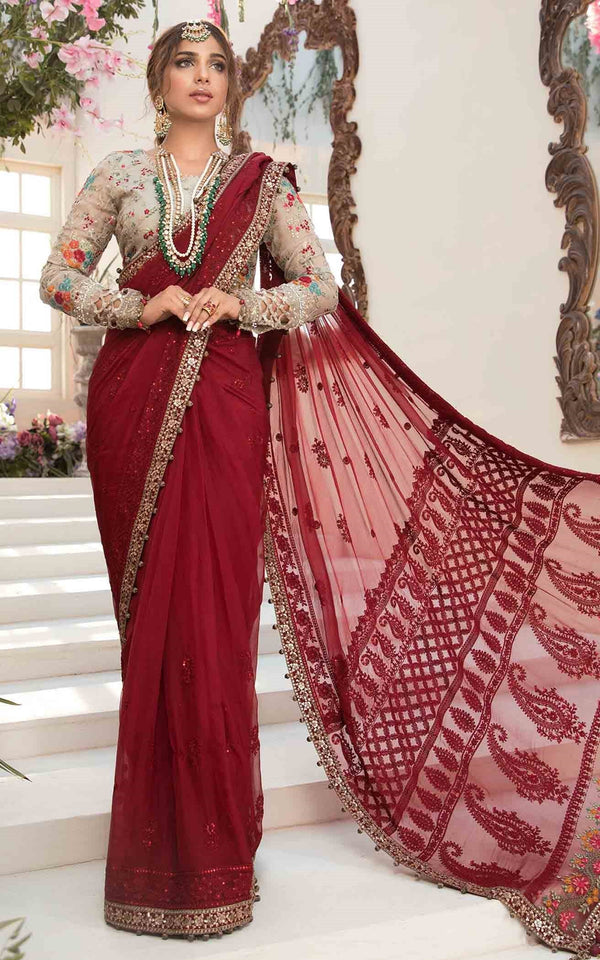 Maria B Net Saree-Bridal Suits-Replica Zone