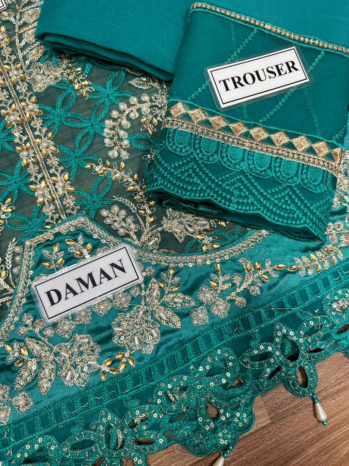 Maria B Organza Suit-Replica Suits-Replica Zone