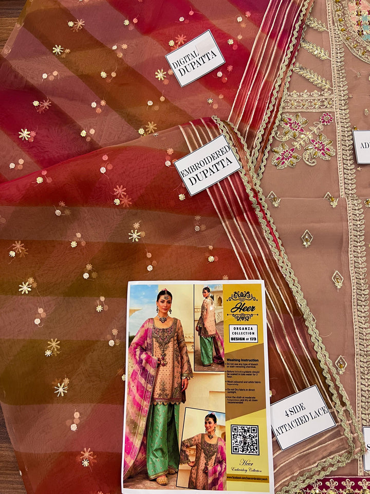 Maria B Organza Suit-Replica Suits-Replica Zone