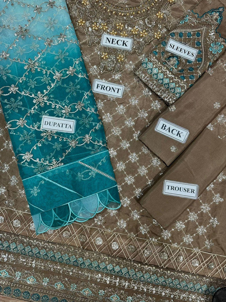 Maria B Silk Suit-Replica Suits-Replica Zone