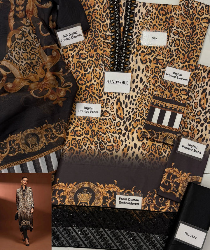 Maria B Silk Suit-Replica Suits-Replica Zone