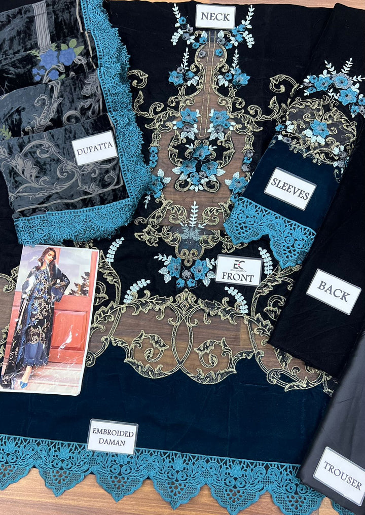 Maria B Velvet Suit-Replica Suits-Replica Zone