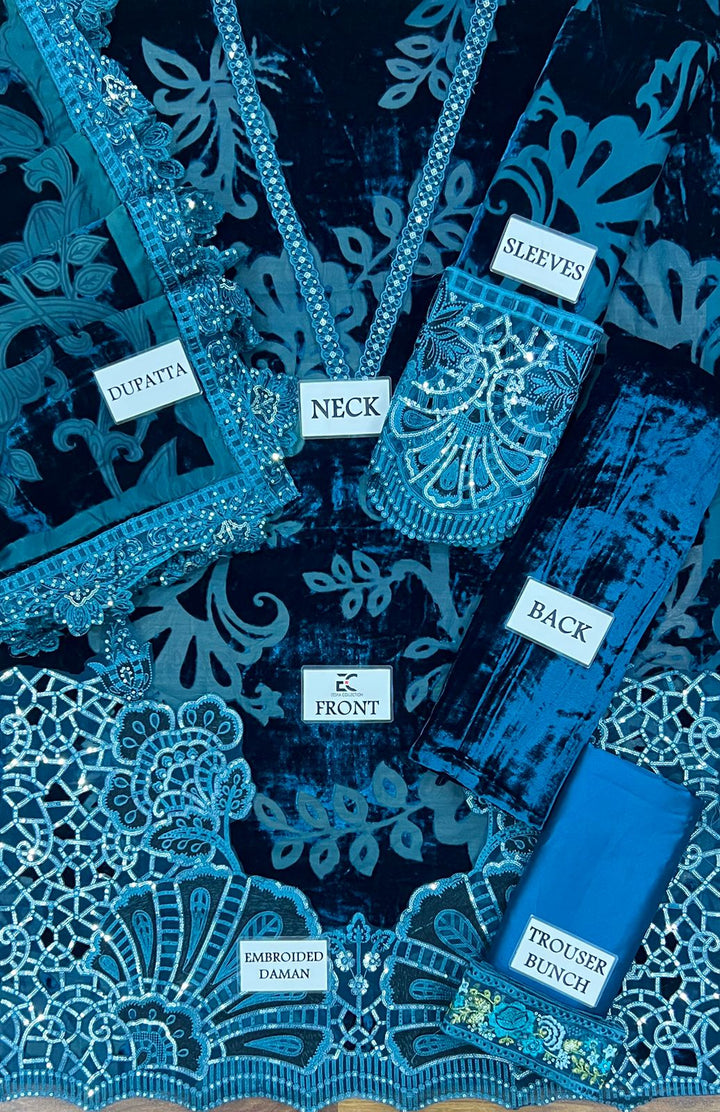 Maria B Velvet Suit-Replica Suits-Replica Zone