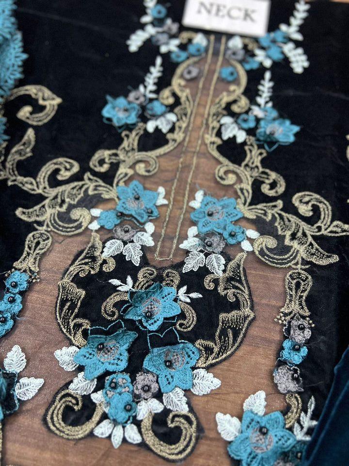 Maria B Velvet Suit-Replica Suits-Replica Zone