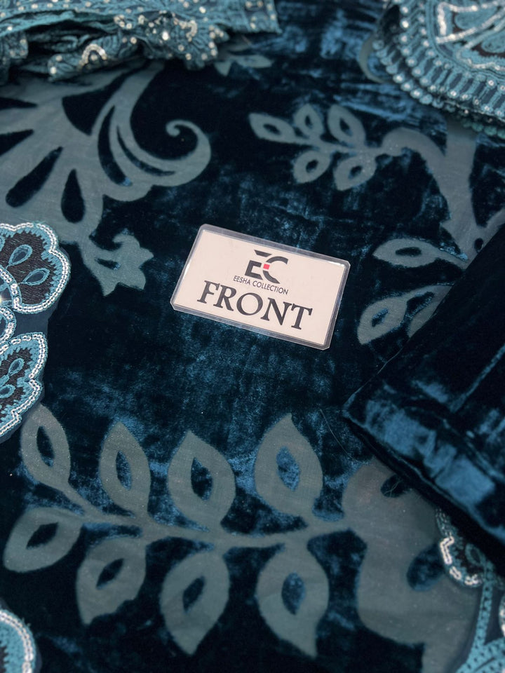 Maria B Velvet Suit-Replica Suits-Replica Zone