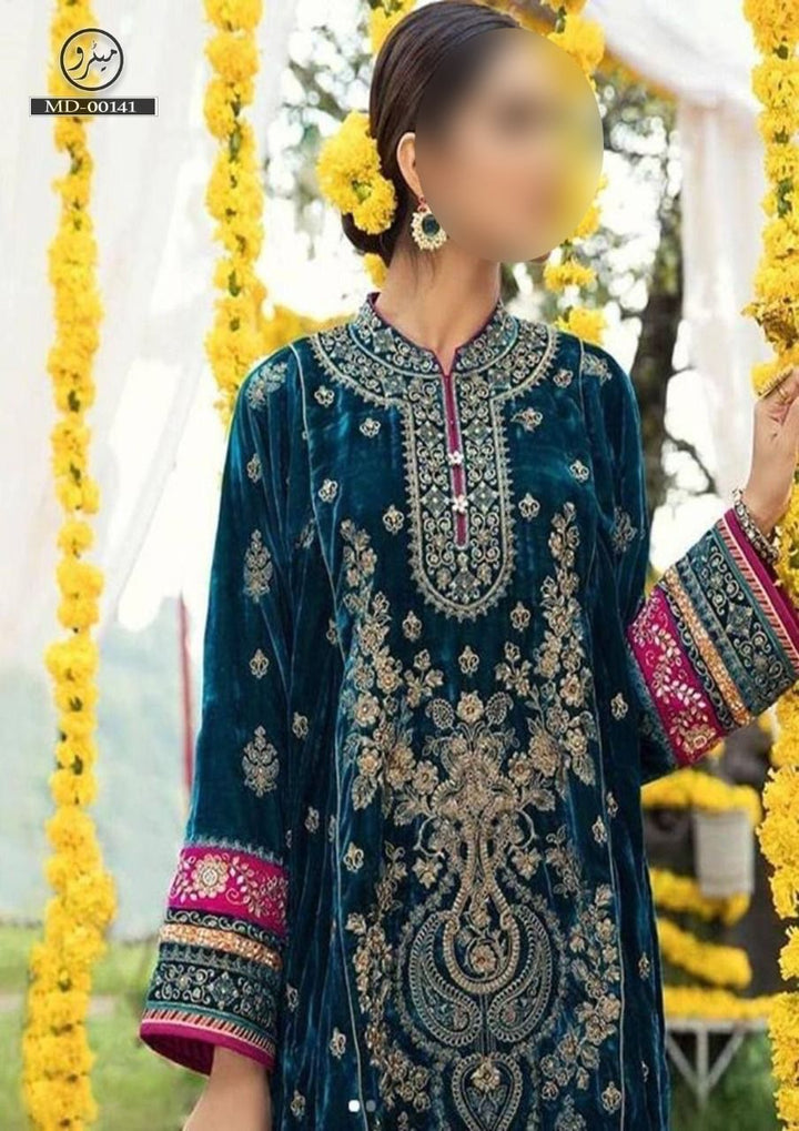 Maria B Velvet Suit-Replica Suits-Replica Zone