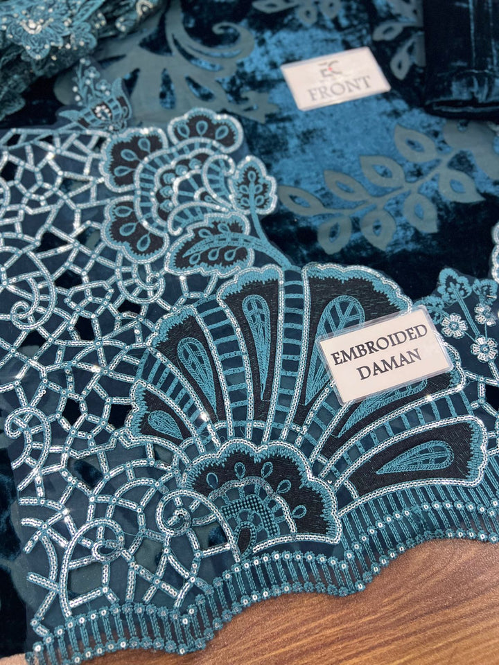 Maria B Velvet Suit-Replica Suits-Replica Zone