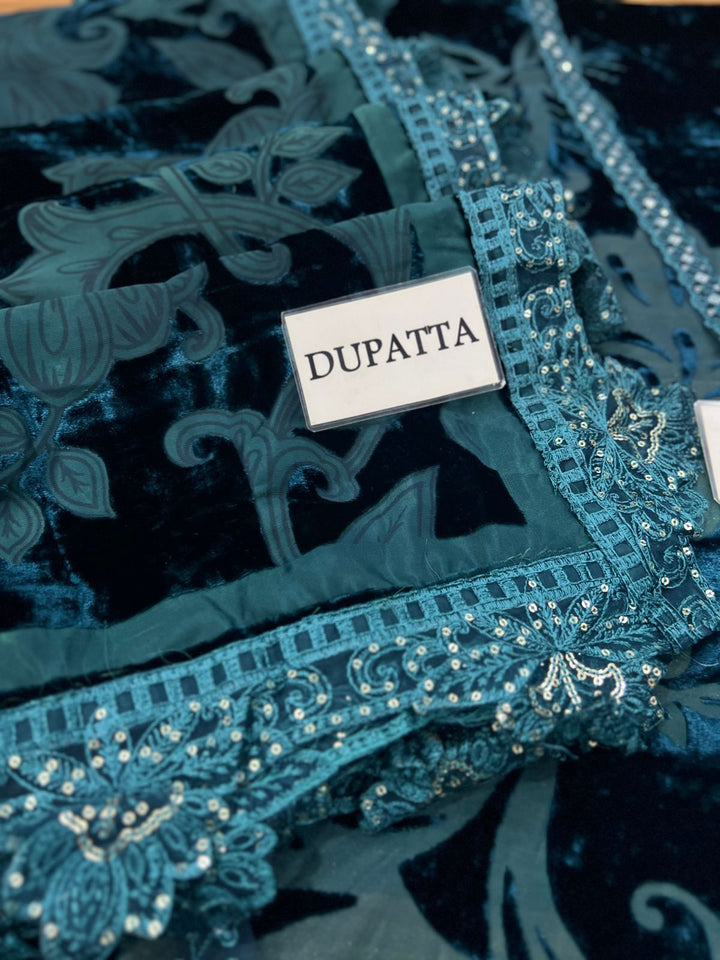 Maria B Velvet Suit-Replica Suits-Replica Zone